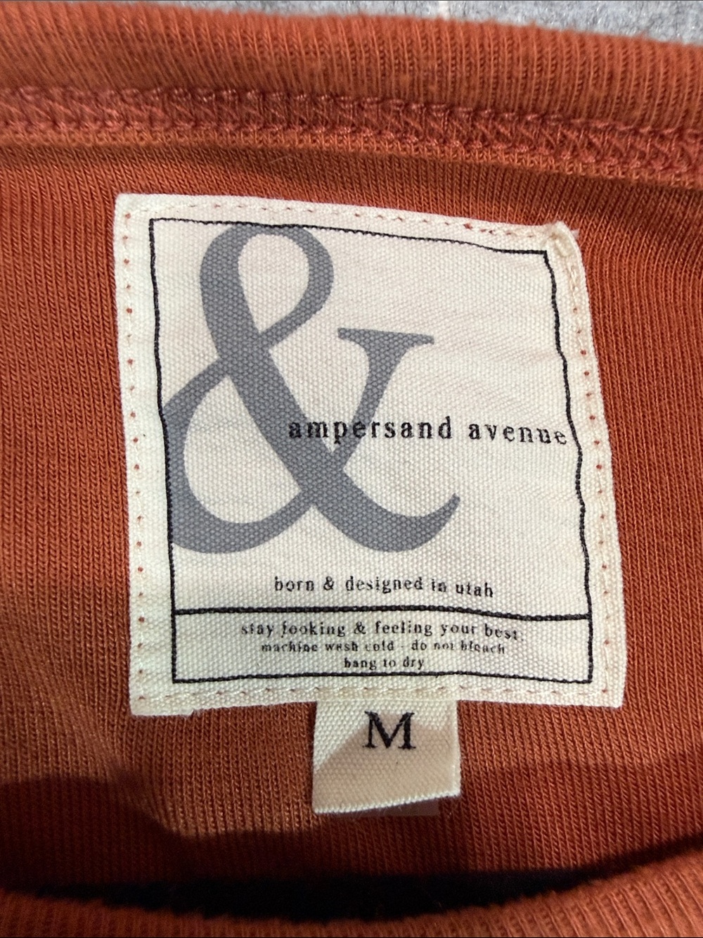 Ampersand Ave Midi Dress - Womens M - Rust Orange Long Sleeve Ruched Flattering - Picture 2 of 7